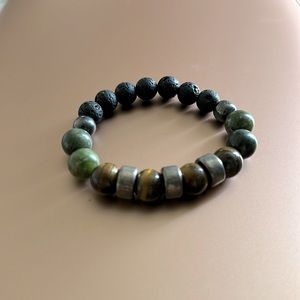 Tiger eye, Jade, Lava rocks and Hematite Bracelet